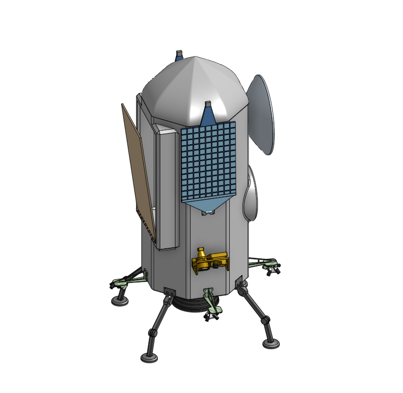 Rear view — solar array & high-gain antenna